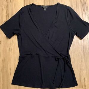 Black faux wrap top